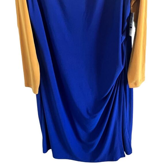 NWT Kasper Plus Size XXL Colorblock Sheath Dress Faux Wrap Ruched Stretch - Picture 4 of 10